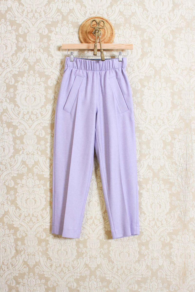 Pantalone cropped kiko della maison tela9 in panno di lana lilla