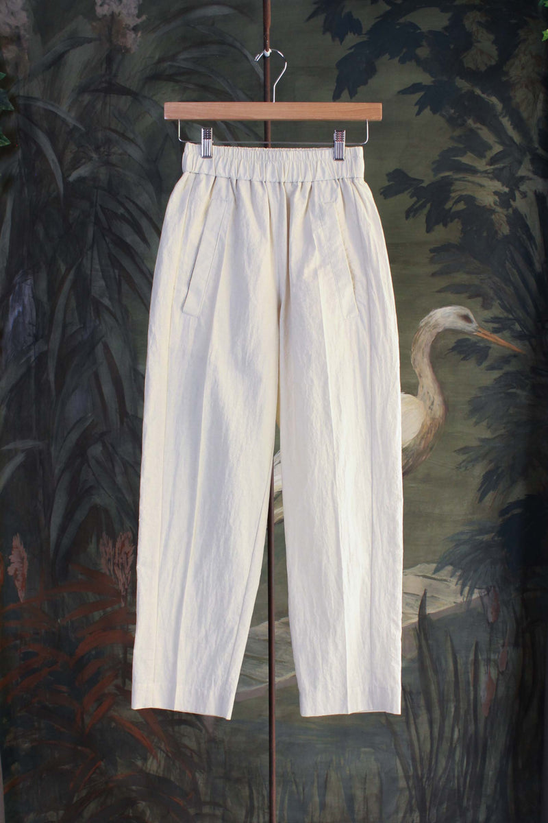 Pantalone jogger kilo della maison tela9 in seersucker di cotone color avena