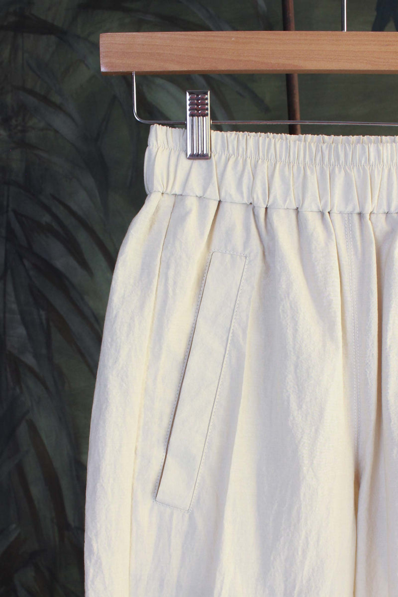 Pantalone jogger kilo della maison tela9 in seersucker di cotone color avena