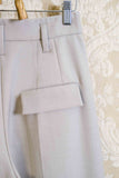 Nuovo pantalone a palazzo Edamame con doppia pince di Tela9 in filato di lana tecnica color beige
