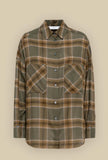 Japan Overshirt Nora di Tela 9 realizzata in un pregiato blend di lana e viscosa nella raffinata fantasia Military Check