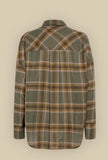 Japan Overshirt Nora di Tela 9 realizzata in un pregiato blend di lana e viscosa nella raffinata fantasia Military Check