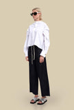 Pantalone Brook Wide-leg di Tela tonalità Blue Indigo da Donna