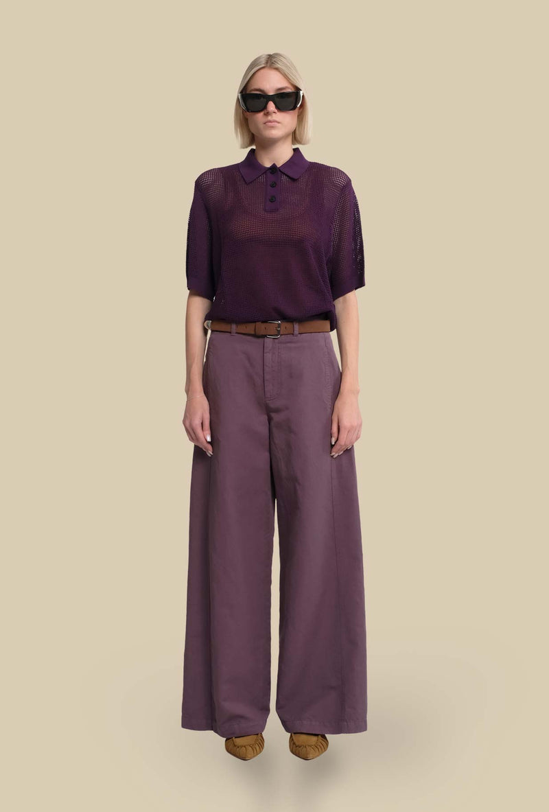 Pantalone Vanda Wide-leg di Tela tonalità Mauve da Donna