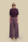 Pantalone Vanda Wide-leg di Tela tonalità Mauve da Donna