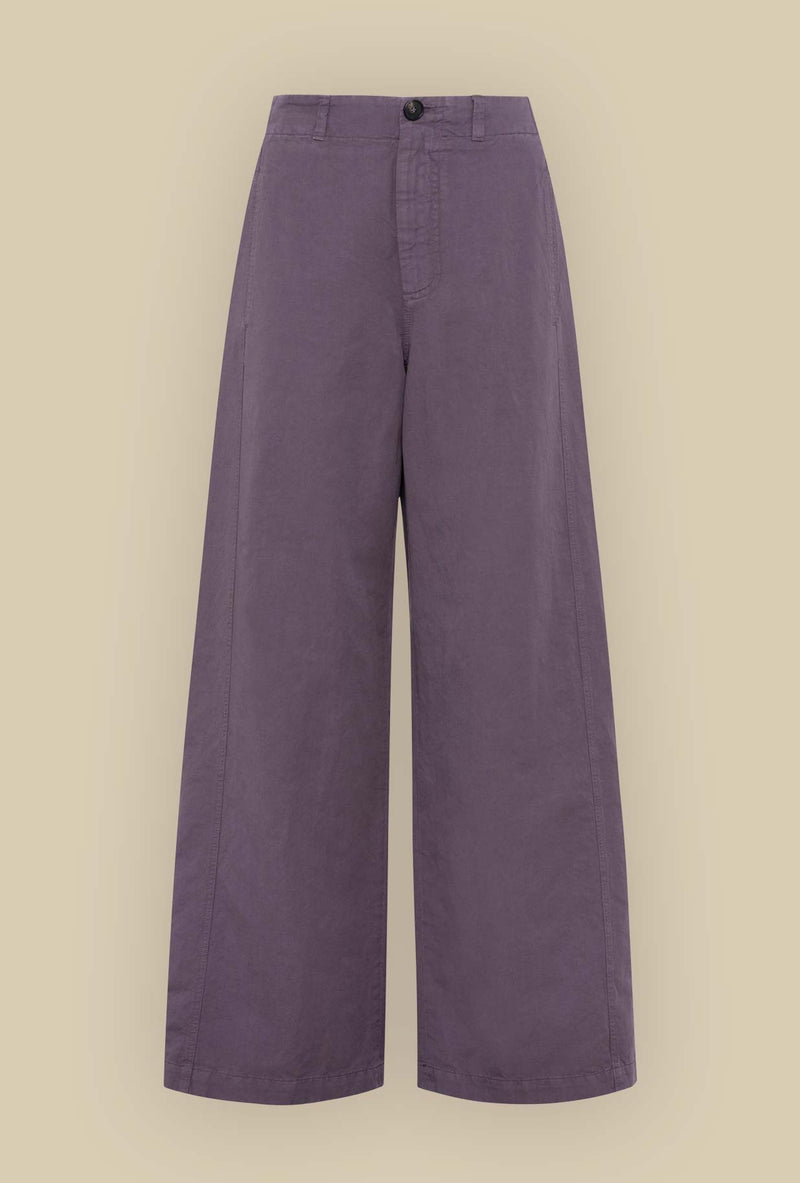 Pantalone Vanda Wide-leg di Tela tonalità Mauve da Donna