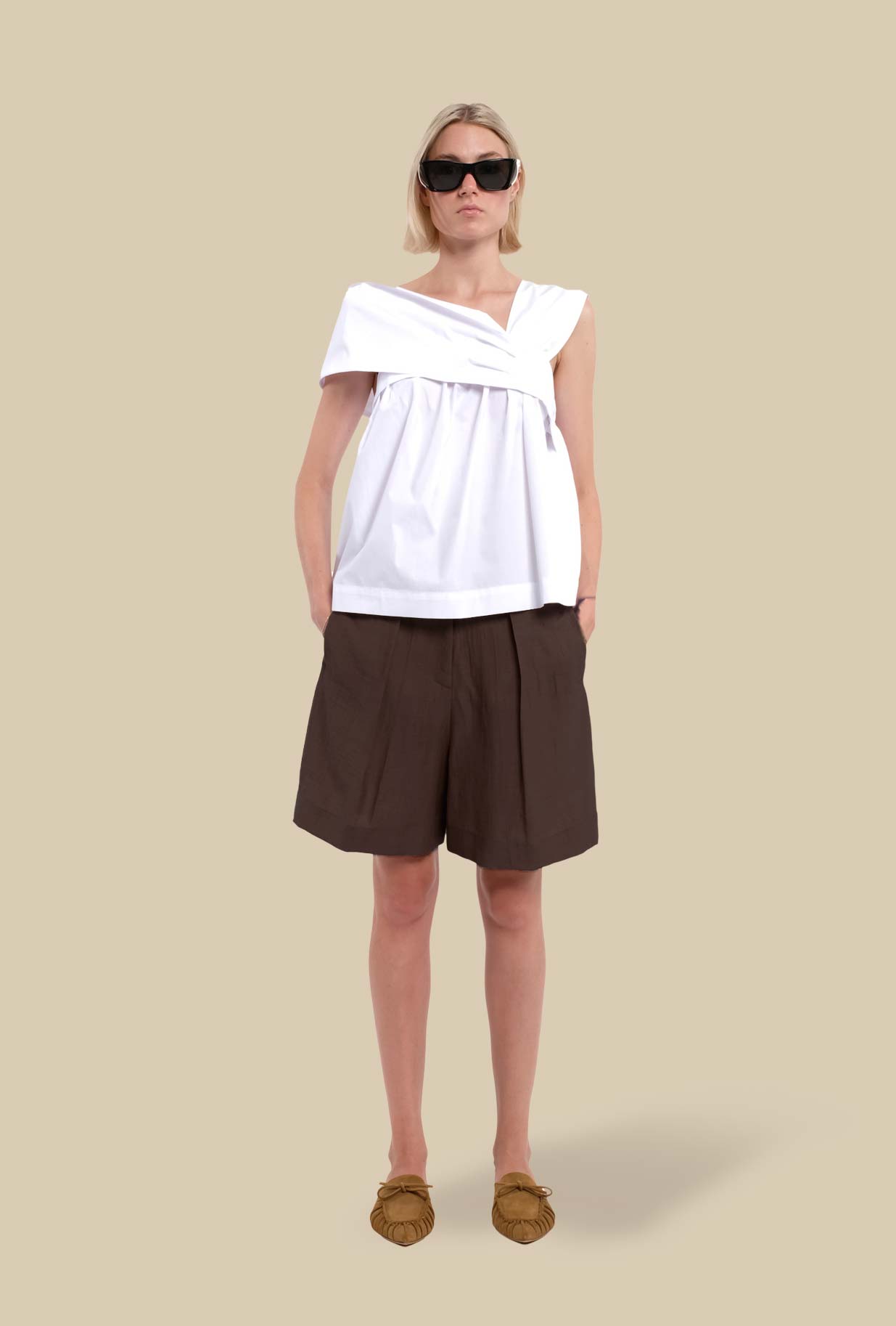 Bermuda Camillo di Tela tonalità Brown da Donna