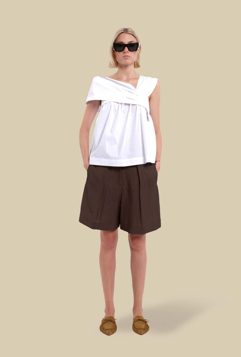 Bermuda Camillo di Tela tonalità Brown da Donna