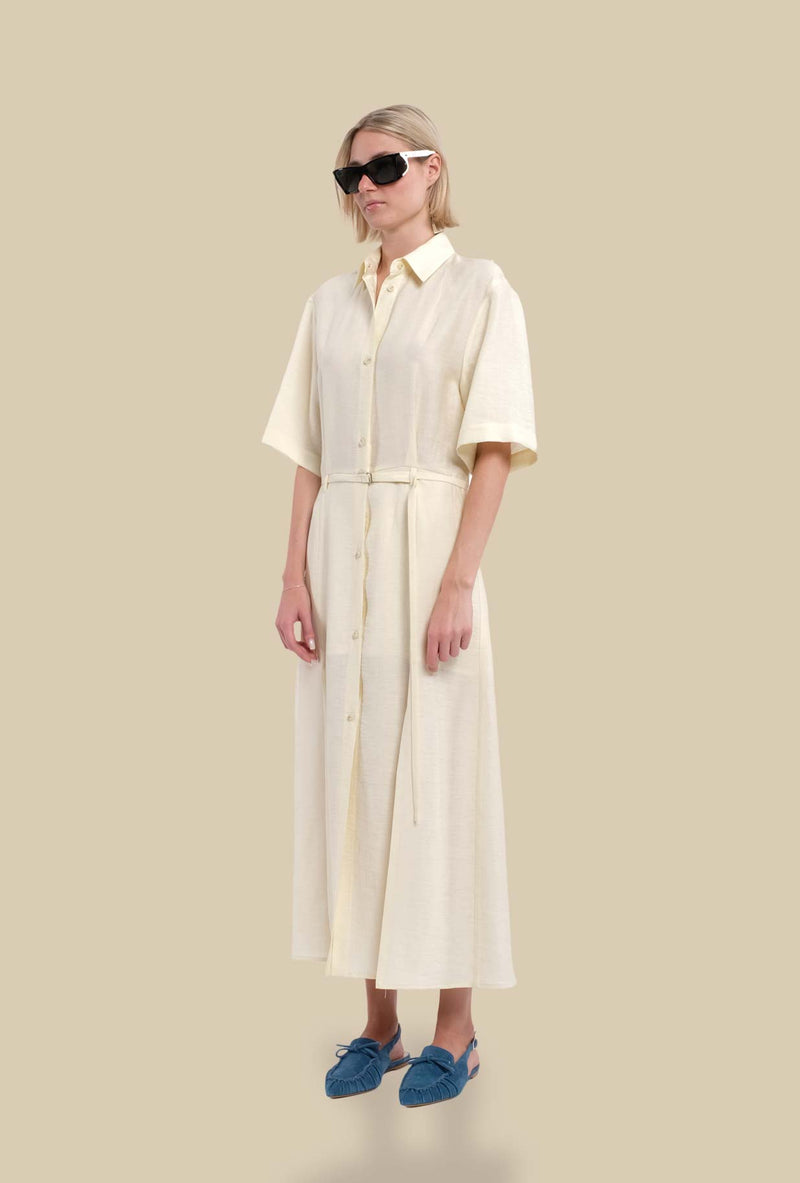 Chemisier Cherrye di Tela Straw Yellow in puro cotone da Donna