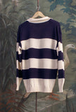 Polo 70’s a maniche lunghe di Telacruda realizzata in pregiato jacquard di cotone nell’inedita tonalità Night Blue a Uomo