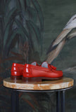 Mocassino cambrigde da donna con nappina di the sharp corner in pelle abrasivata color corallo