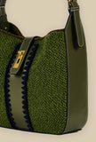 Borsa emma lana chenille della maison Via Mail Bag in velluto intreccio color green donna