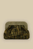 Borsa clouch dora chenille della maison Via Mail Bag in velluto intreccio color military green donna