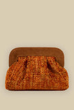 Borsa clouch dora chenille della maison Via Mail Bag in velluto intreccio color orange donna