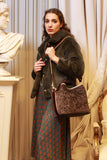 Borsa secchiello coral chenille brown della maison via mail bag made in italy autunno inverno 23