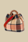 Borsa secchiello coral tartan brick della maison via mail bag made in italy autunno inverno 23
