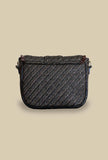 Borsa a mano con tracolla in pelle in rafia jacquard chocolat di via mail bag