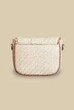 Borsa a mano con tracolla in pelle in rafia jacquard natural di via mail bag