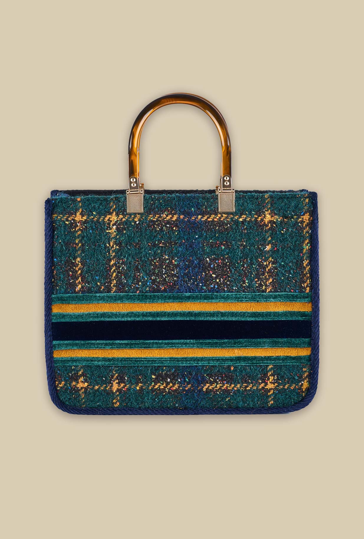 Borsa Meribel madras british green della maison via mail bag made in italy autunno inverno 23