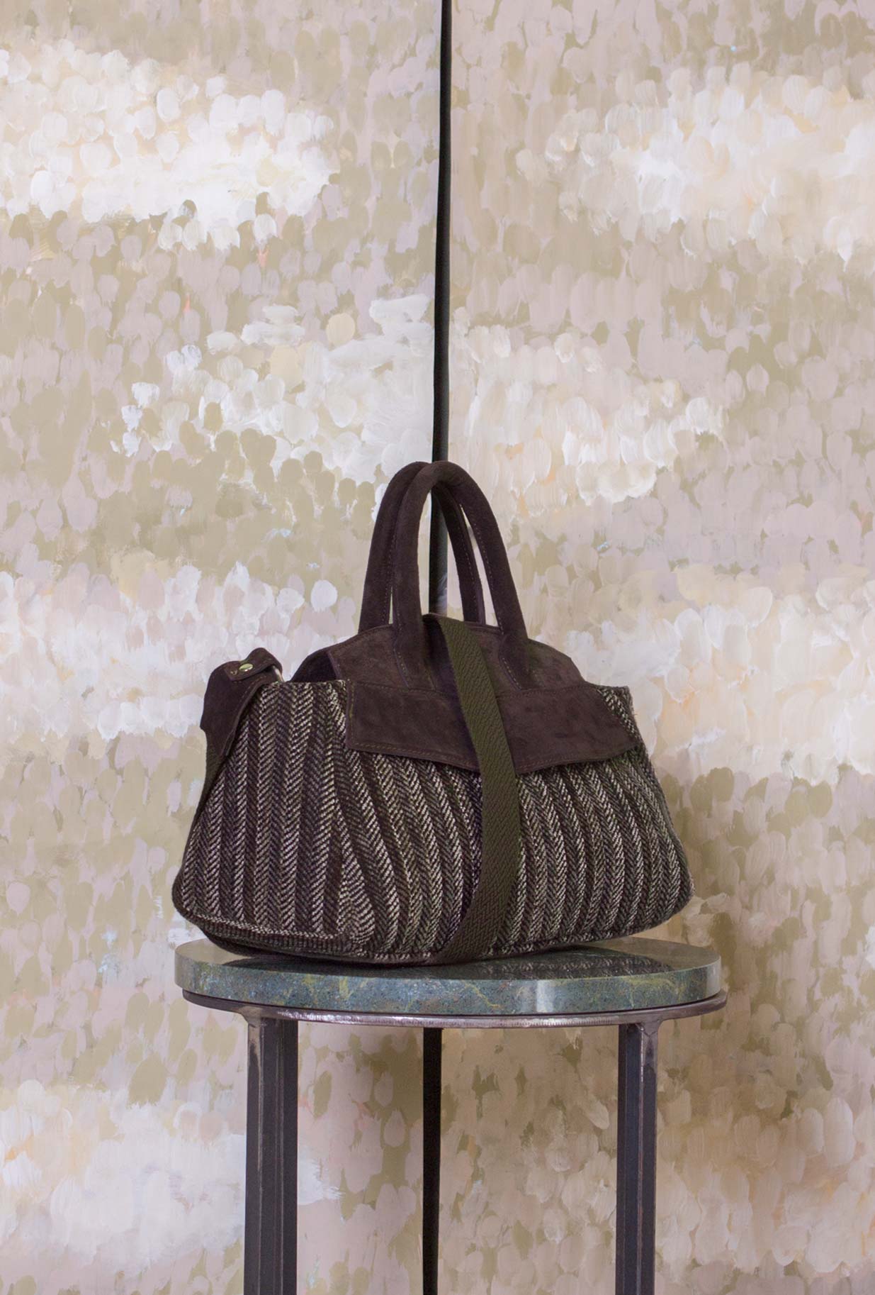 Borsa Nora Stripe Military-Brown