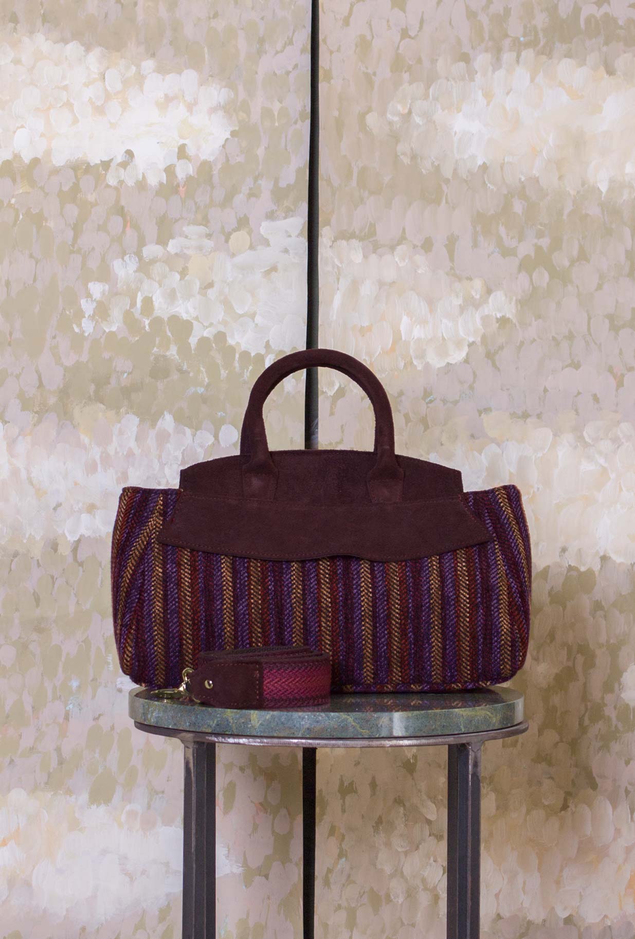 Borsa Nora Stripe Violet-Burgundy