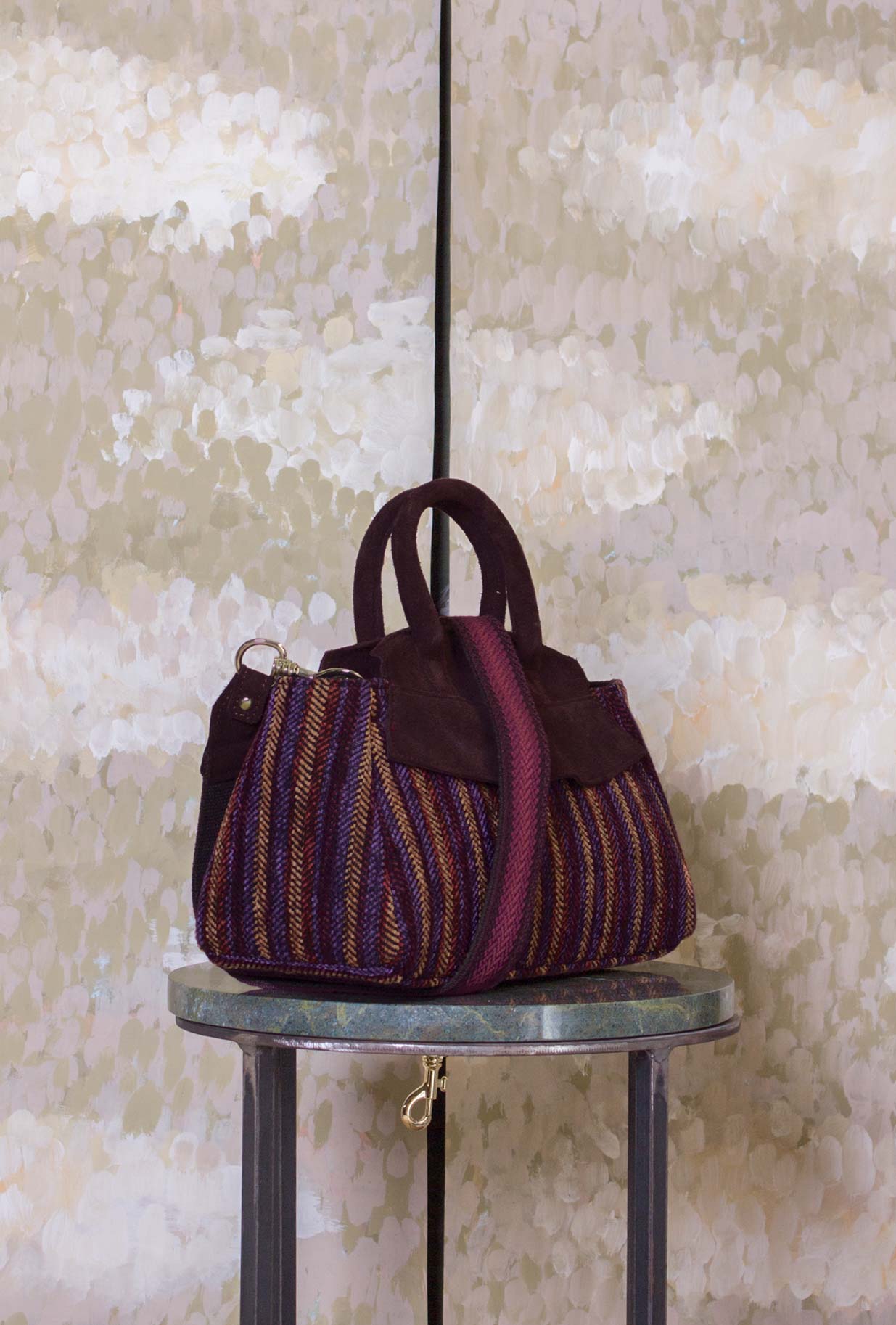 Borsa Nora Stripe Violet-Burgundy