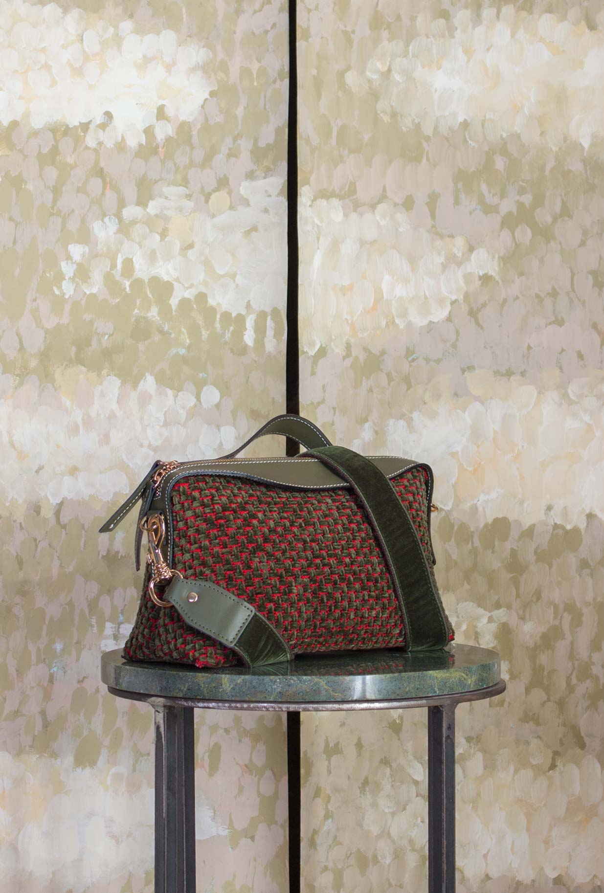  Borsa Ivy di Via Mail Bag nella profonda tonalità Forest Green jacquard