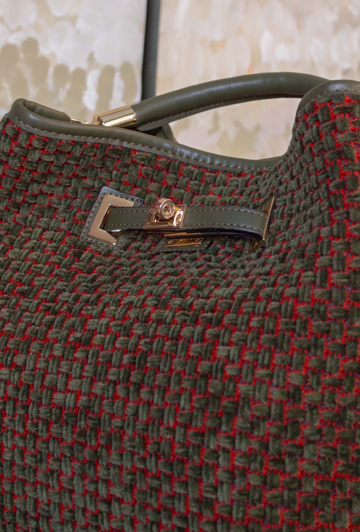 Borsa Secchiello Cayos di Via Mail Bag nella profonda tonalità Forest Green jacquard 