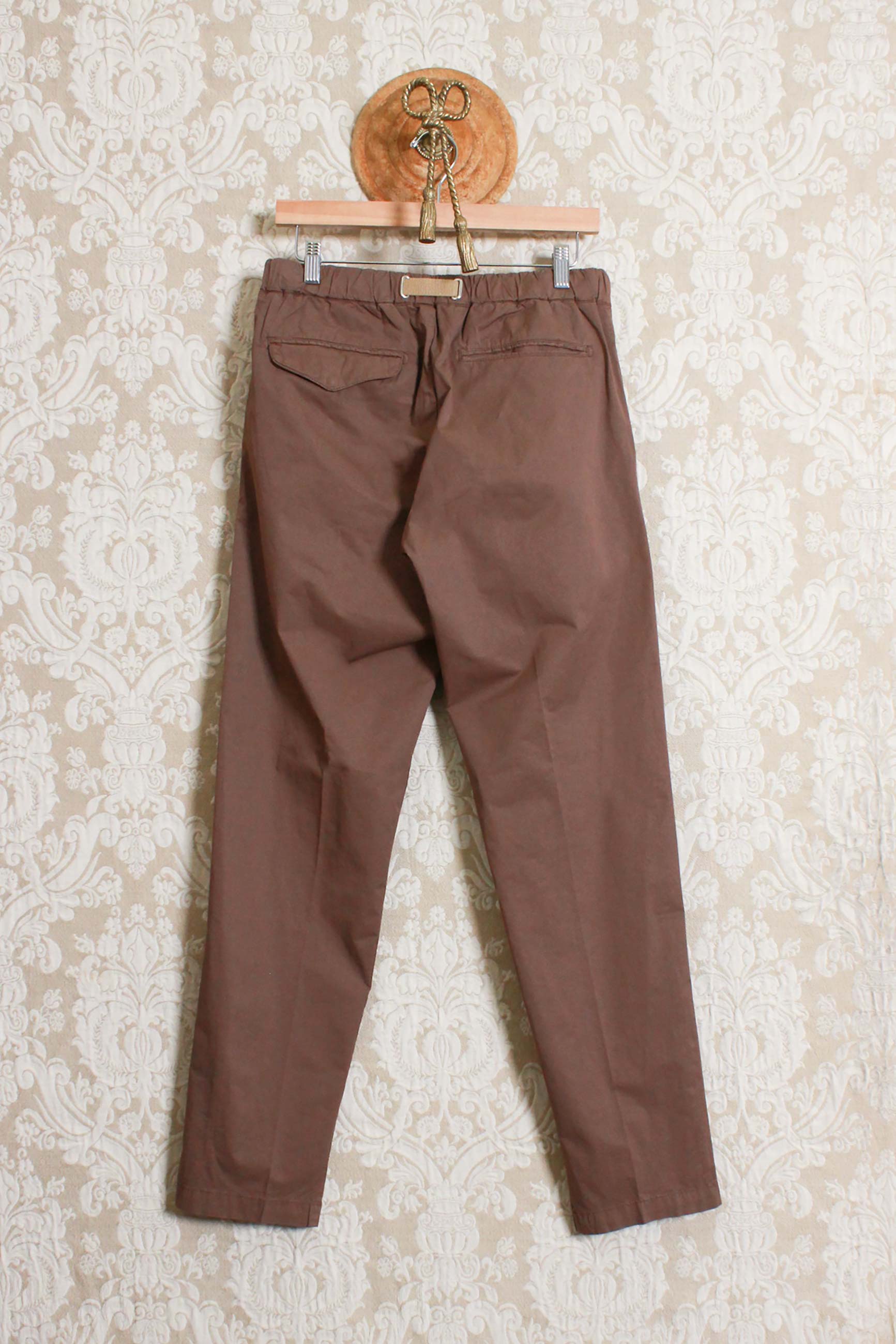pantalone chino greg da uomo di white sand in cotone papertouch popeline brown