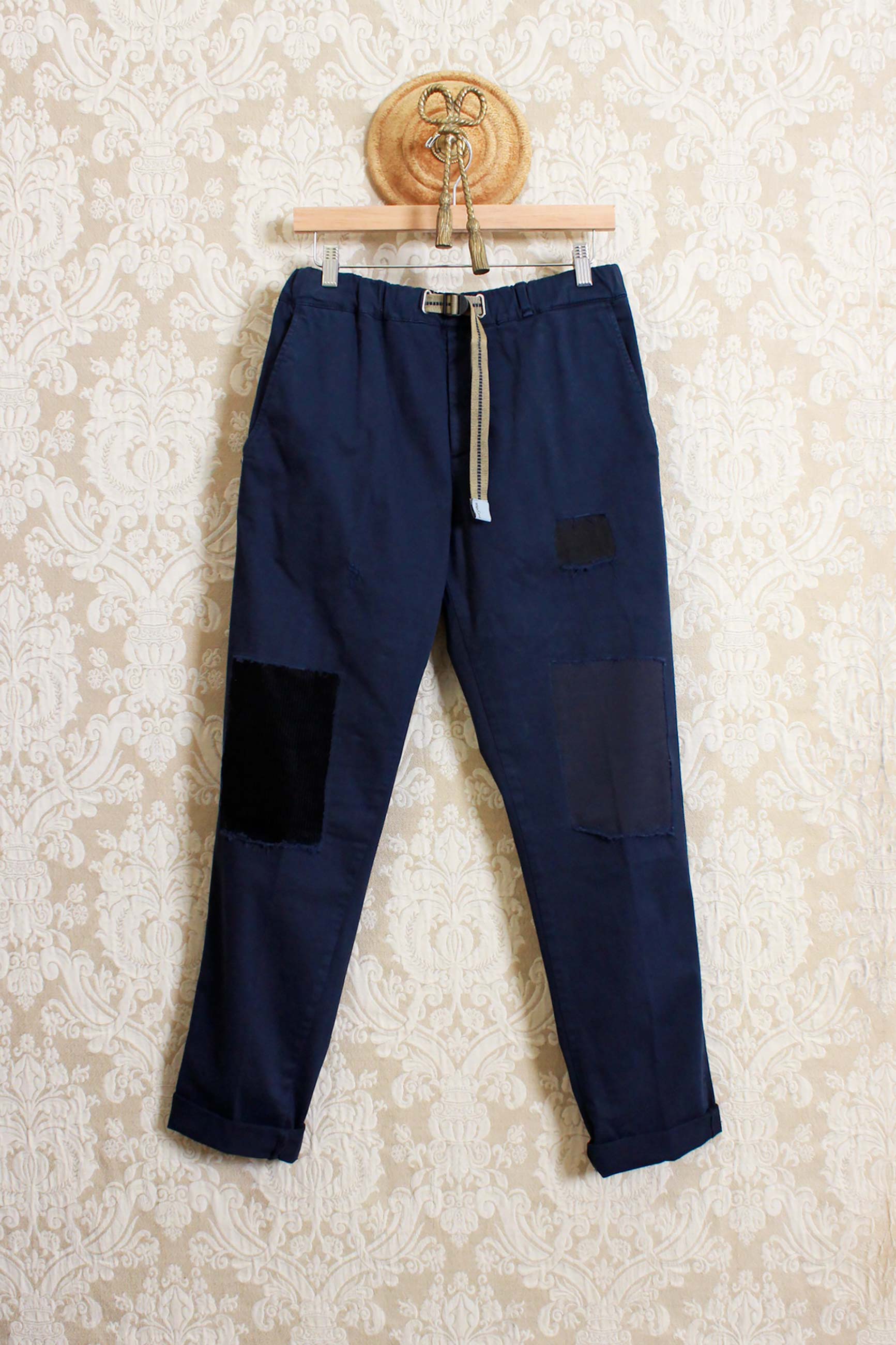 Pantalone jogger greg di white sand nall'inedita versione patchwork blue black