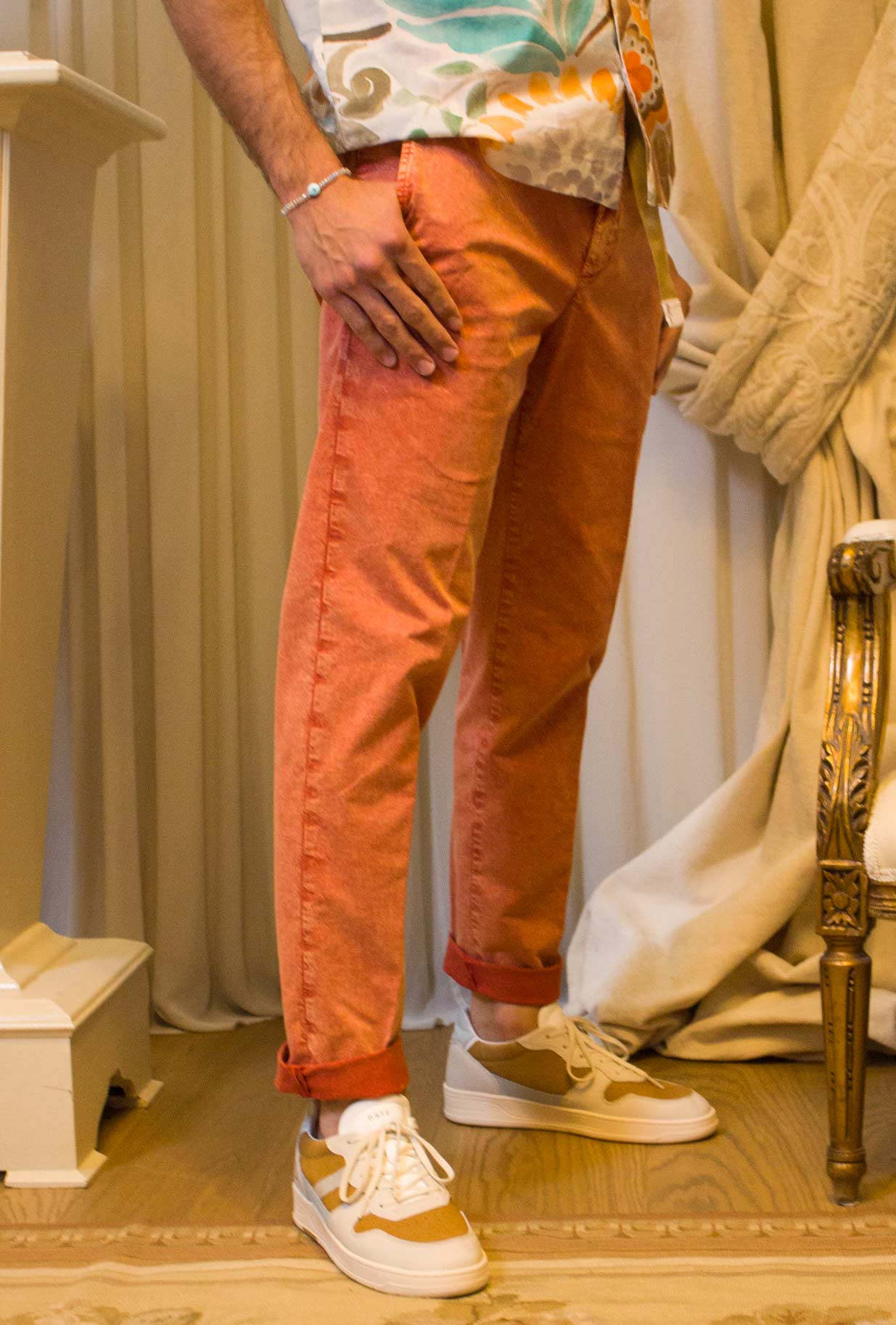 White Sand Uomo Pantalone Jogger Chino Marble Coral