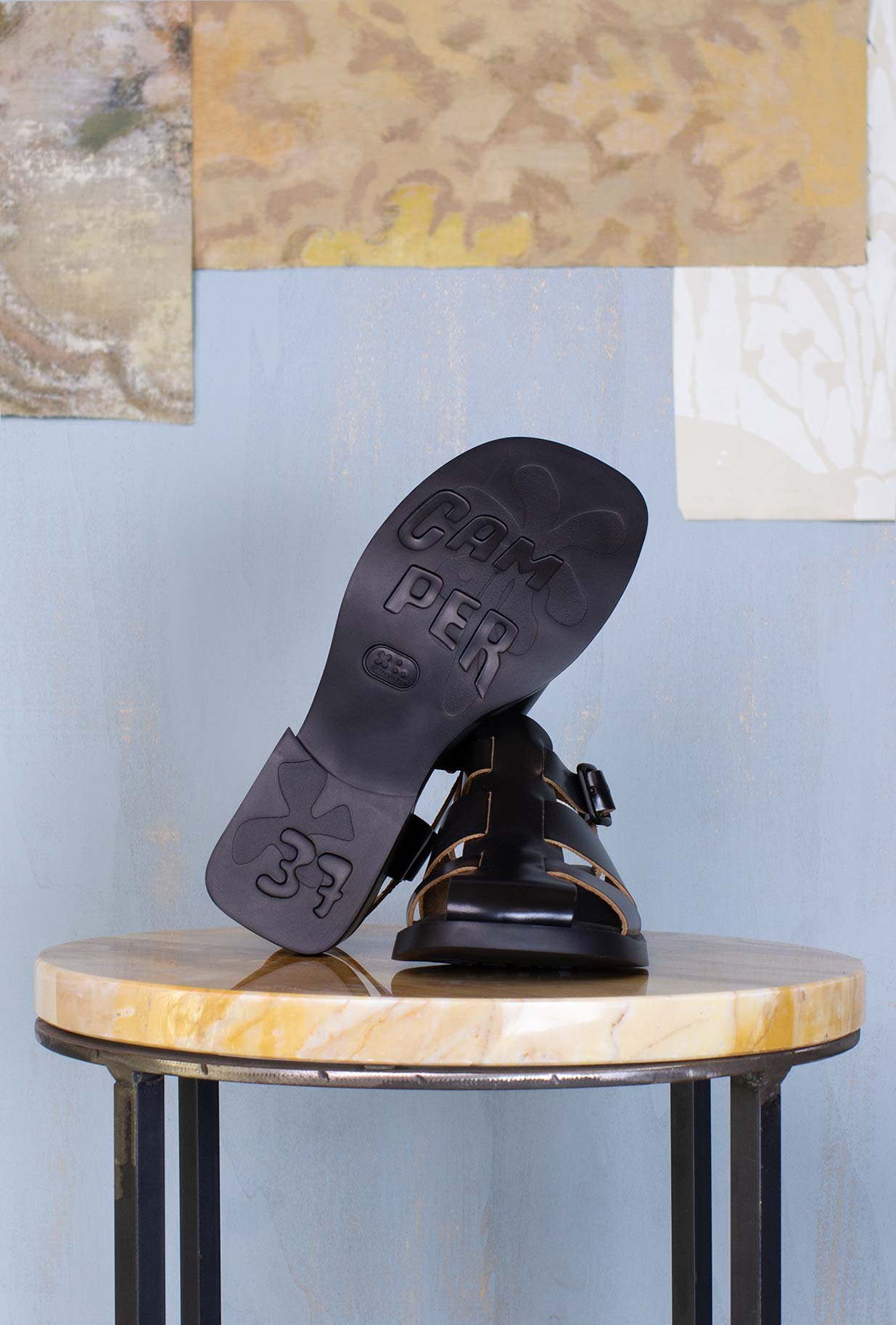 Camper Shoes Donna Sandali Dana in pelle Black Mat