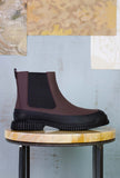 Camper Lab Stivaltto Chelsea Pix da uomo in pelle bordeaux e suola in gomma nera ultralight FW22