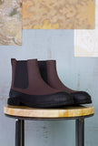 Camper Lab Stivaltto Chelsea Pix da uomo in pelle bordeaux e suola in gomma nera ultralight FW22