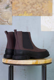 Camper Lab Stivaltto Chelsea Pix da uomo in pelle bordeaux e suola in gomma nera ultralight FW22