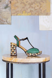 Chie Mihara SS23 Donna Sandalo Keduni Tacco Alto Plateau 70s print Green