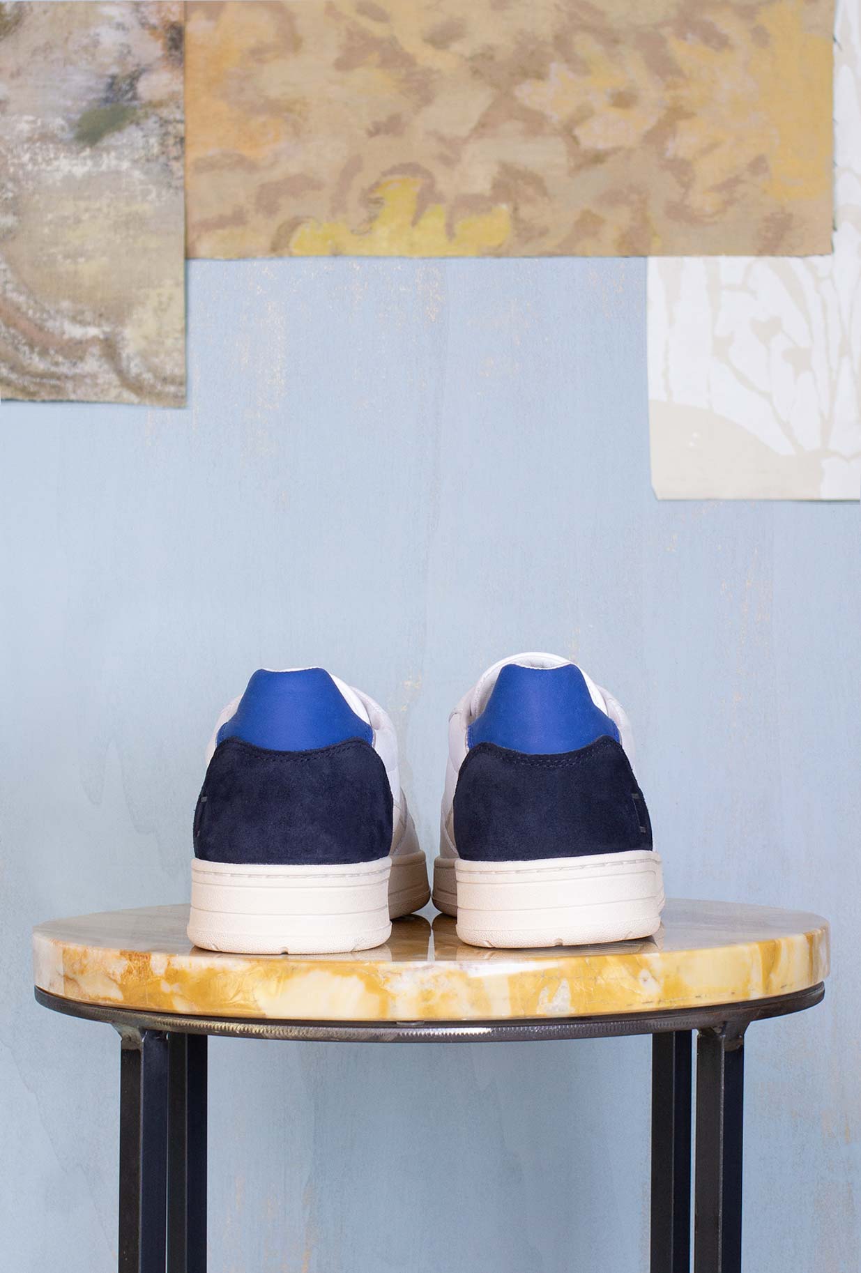 D.A.T.E. Uomo Sneakers Court 2.0 Vintage Calf White-Blue
