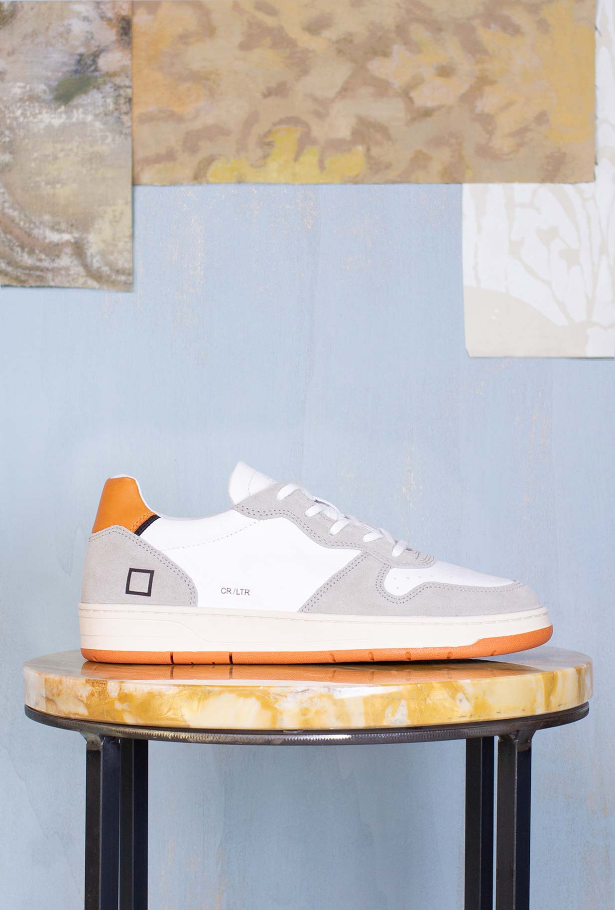 D.A.T.E. Uomo Sneakers Court Leather White-Orange