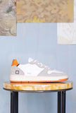 D.A.T.E. Uomo Sneakers Court Leather White-Orange