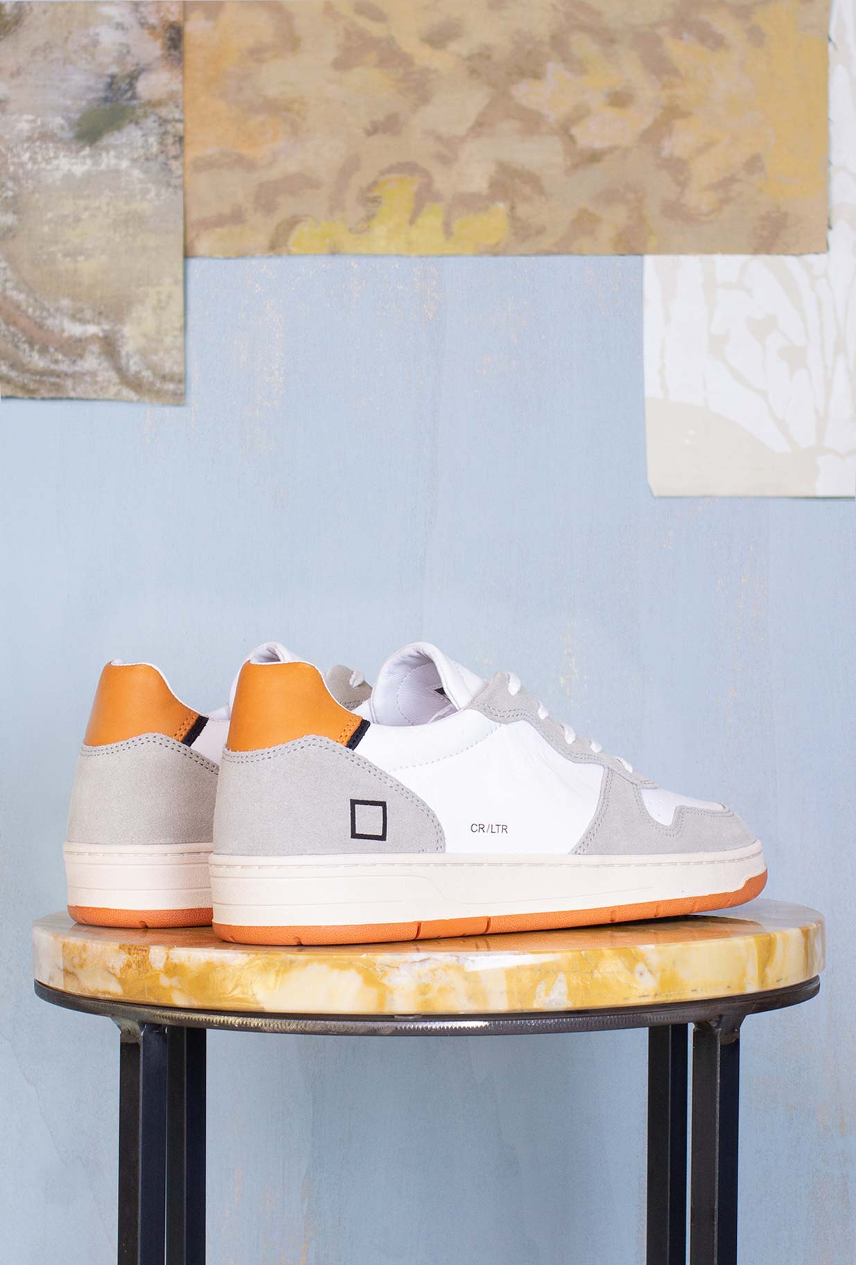 D.A.T.E. Uomo Sneakers Court Leather White-Orange
