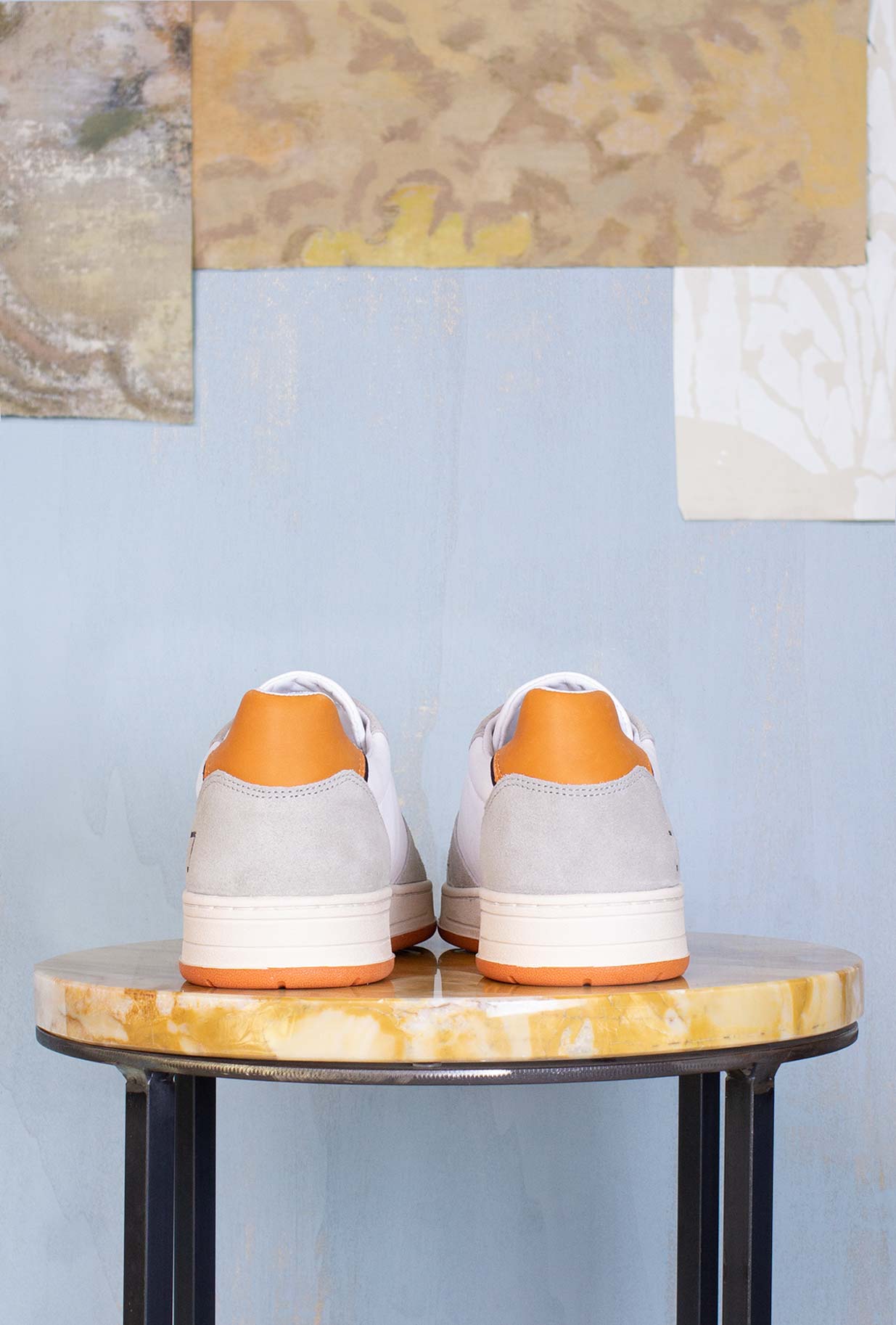 D.A.T.E. Uomo Sneakers Court Leather White-Orange