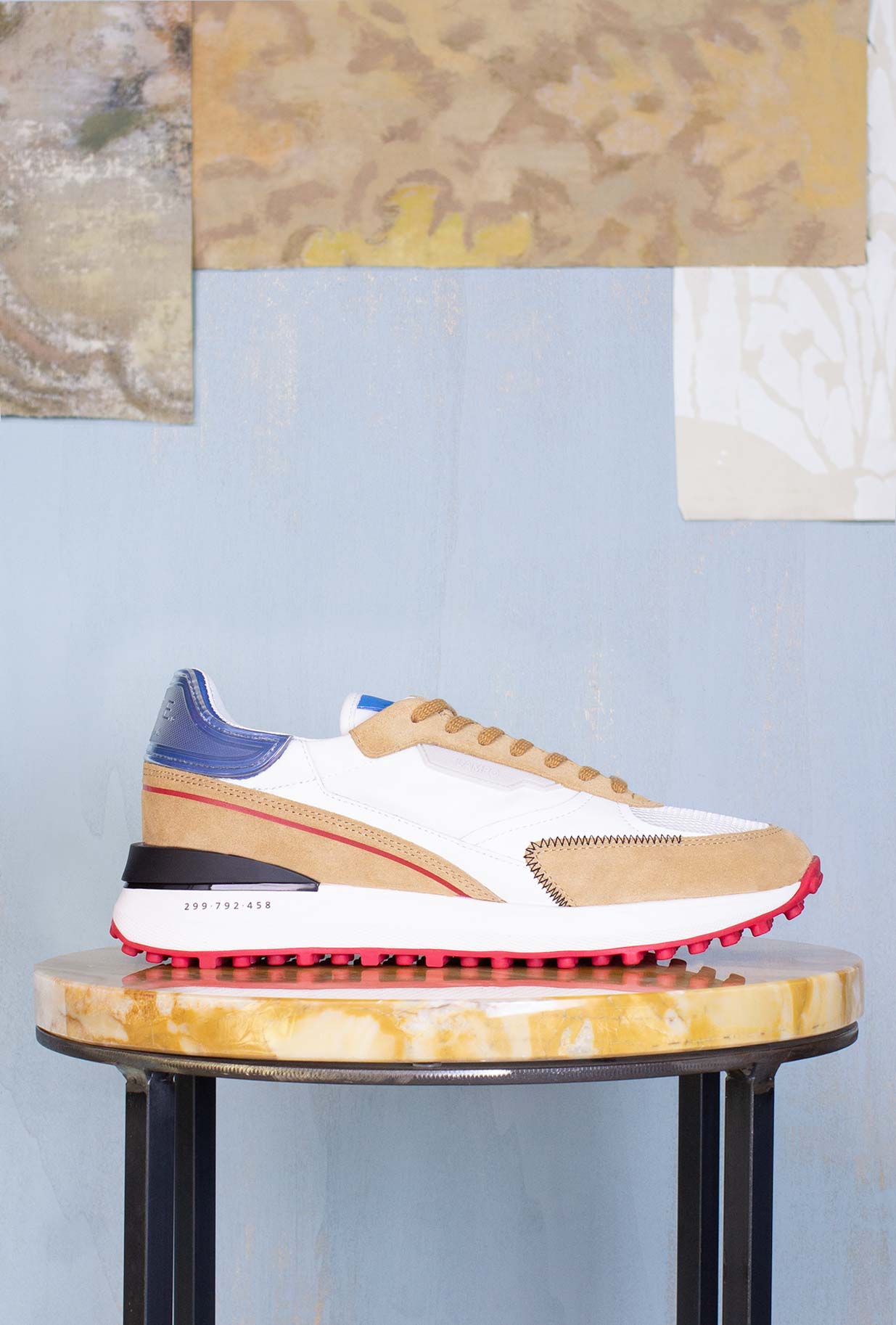 D.A.T.E. Uomo Sneakers running Lampo Nylon White-Bluette