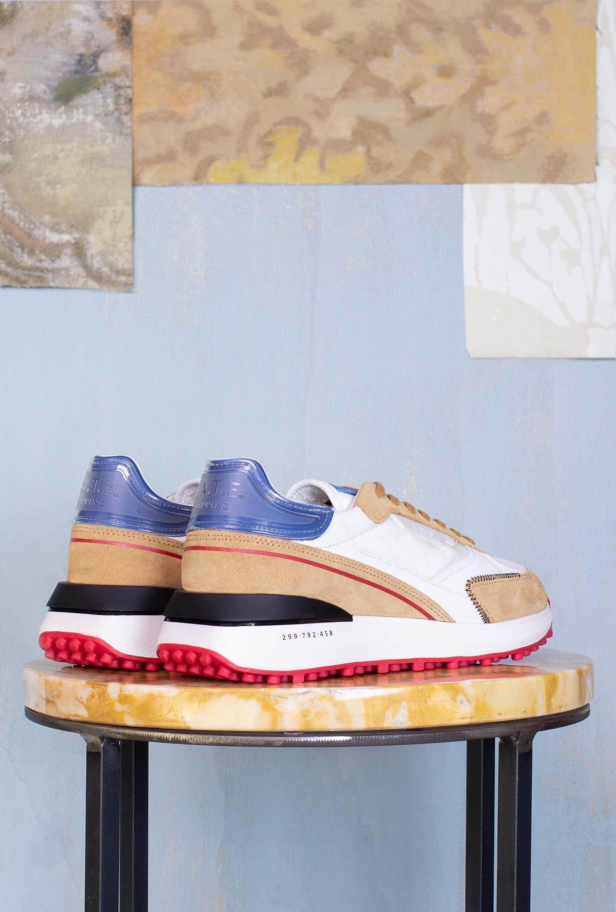 D.A.T.E. Uomo Sneakers running Lampo Nylon White-Bluette