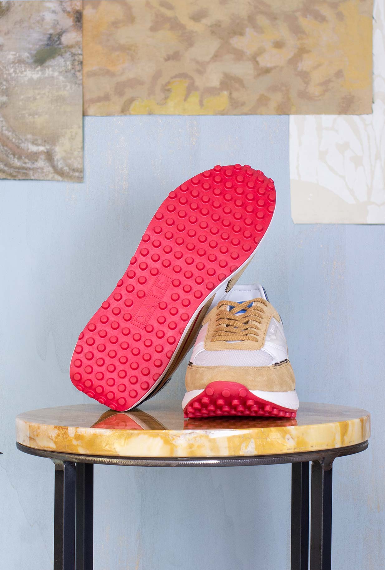D.A.T.E. Uomo Sneakers running Lampo Nylon White-Bluette