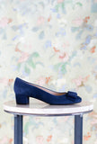 Greige Loves Galax Shoes Donna Décolleté Bow in Suede Blue Lerici