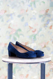 Greige Loves Galax Shoes Donna Décolleté Bow in Suede Blue Lerici