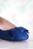 Greige Loves Galax Shoes Donna Décolleté Bow in Suede Blue Lerici