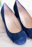 Greige Loves Galax Shoes Donna Décolleté Bow in Suede Blue Lerici