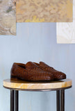 Lemargo Shoes Uomo Mocassino Penny in pelle intrecciata e anticata a mano color Cognac