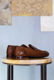 Lemargo Shoes Uomo Mocassino Penny in pelle intrecciata e anticata a mano color Cognac